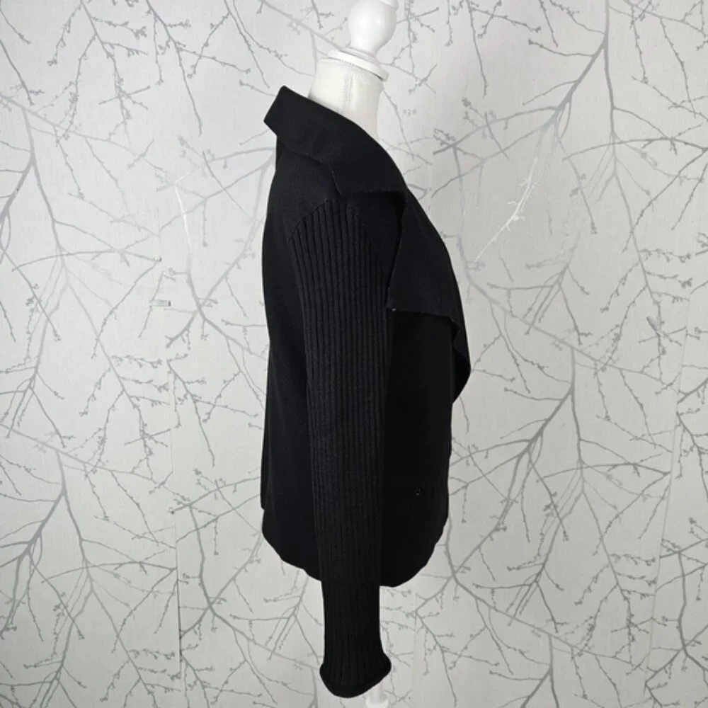Annette Gortz Black Boiled Wool Hook & Eye Did Sweater Jacket - Picture 5 of 14